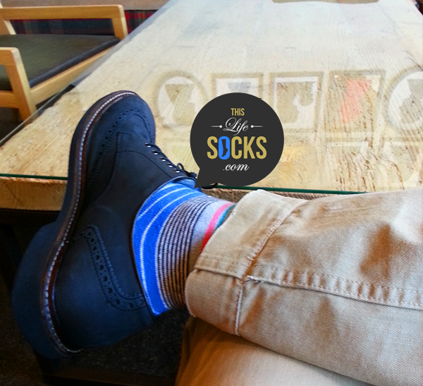 blue and red stripes socks, men socks